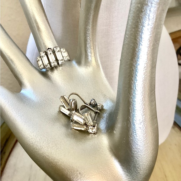 Vintage clear Baguette rhinestone jewelry lot - Picture 8 of 17